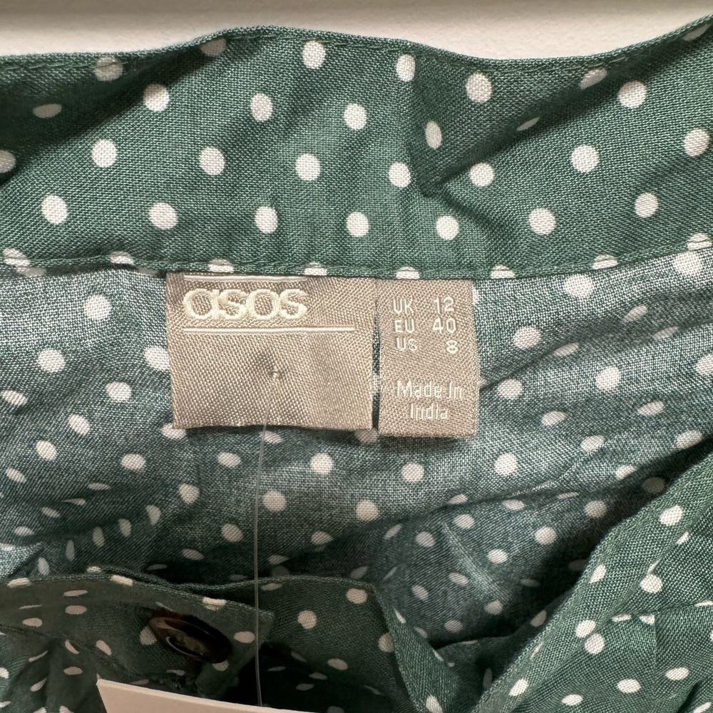 ✨NWT✨ ASOS Green Polka Dot Button-Up Skirt - Picture 6 of 9
